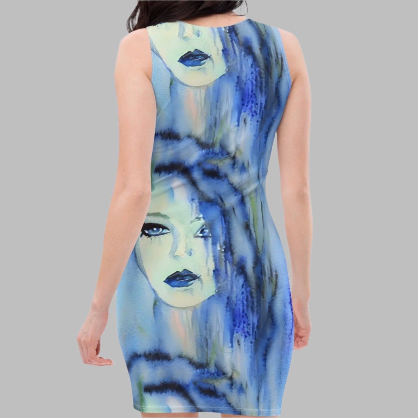 Blue Tie Dye Goddess Bodycon Dress