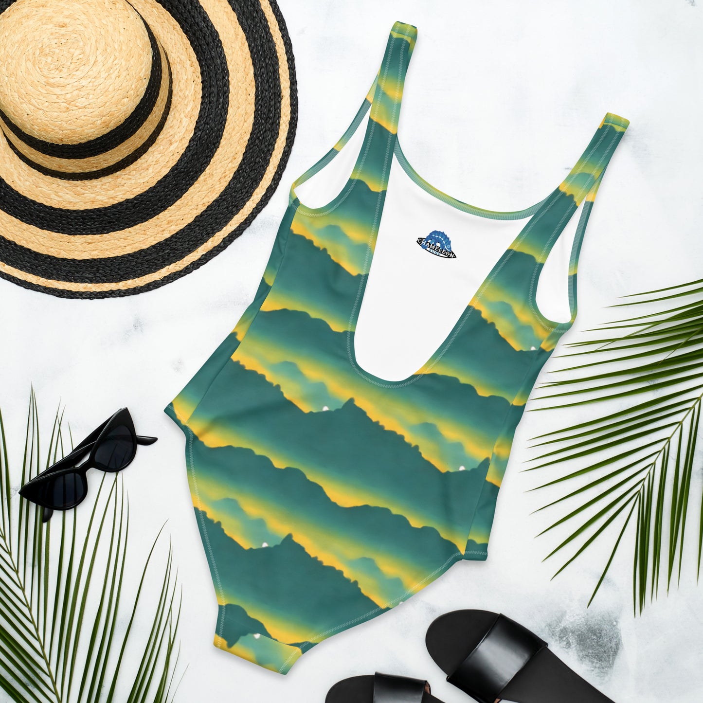 Green Mountains Golden Sunset One-Piece Swimsuit