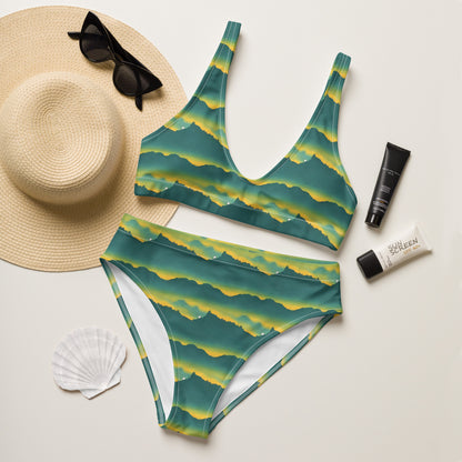 Green Mountains Golden Sunset High-Waisted Bikini