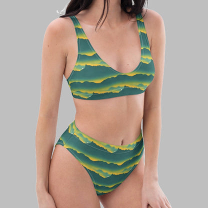 Green Mountains Golden Sunset High-Waisted Bikini