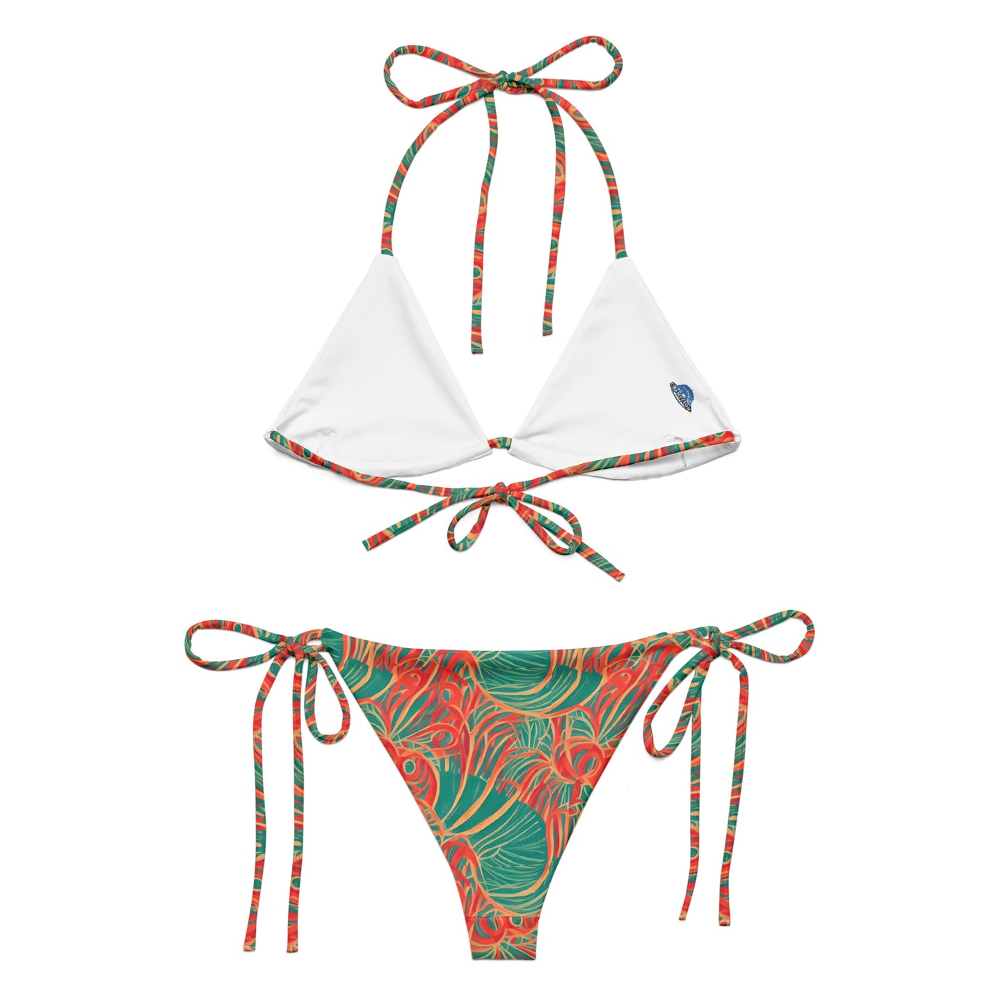 Tropical Plants Green Orange String Bikini