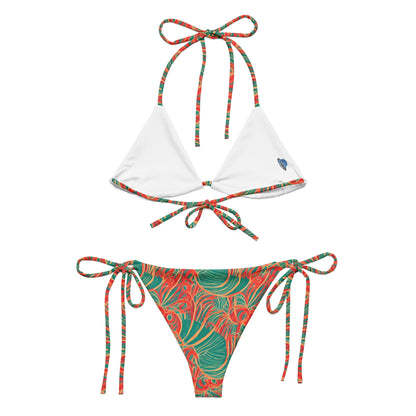 Tropical Plants Green Orange String Bikini