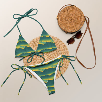 Green Mountains Golden Sunset String Bikini