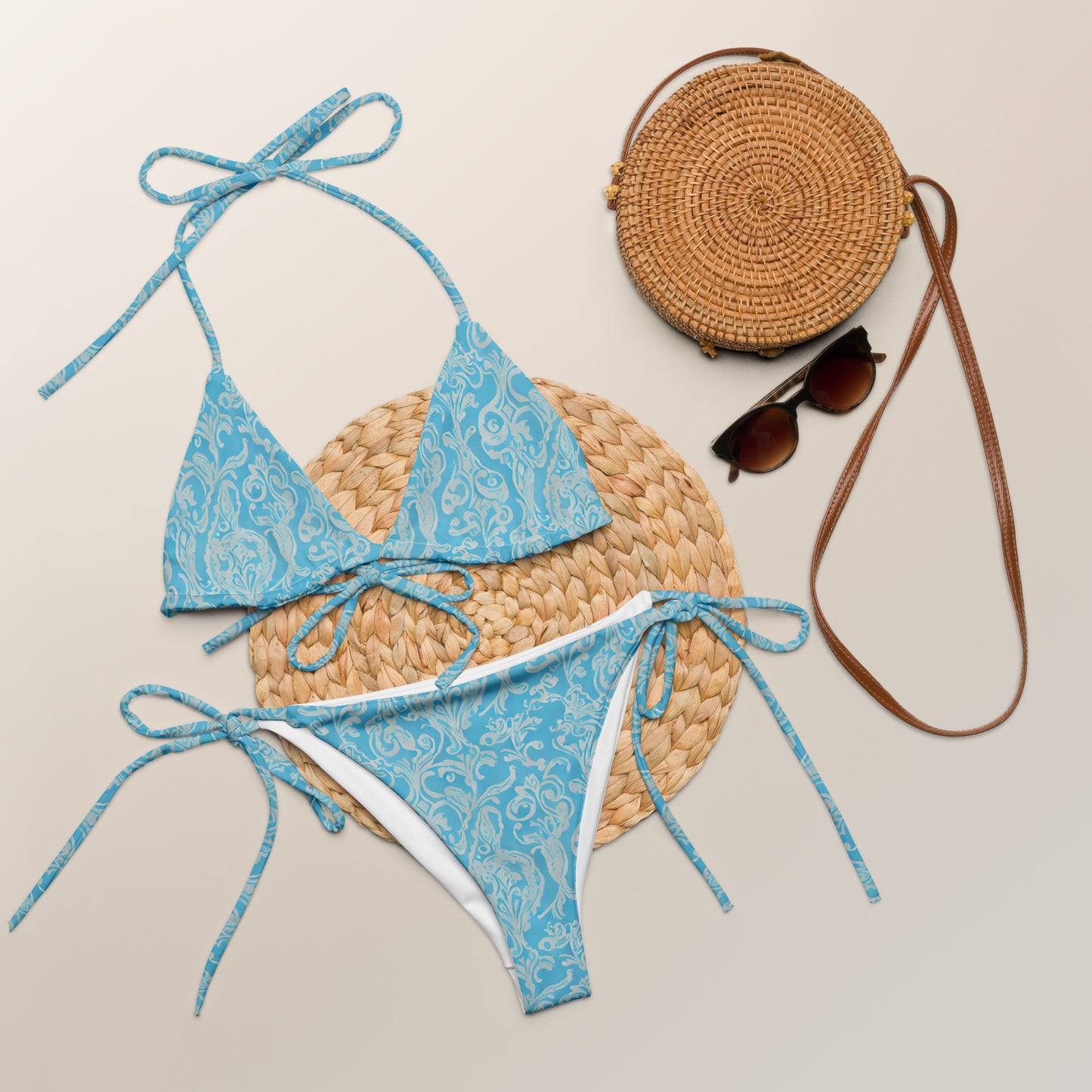 Art Deco Light Blue String Bikini