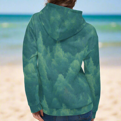 Camo Trees Forest Green Beach Hoodie Cozy Sweatshirt