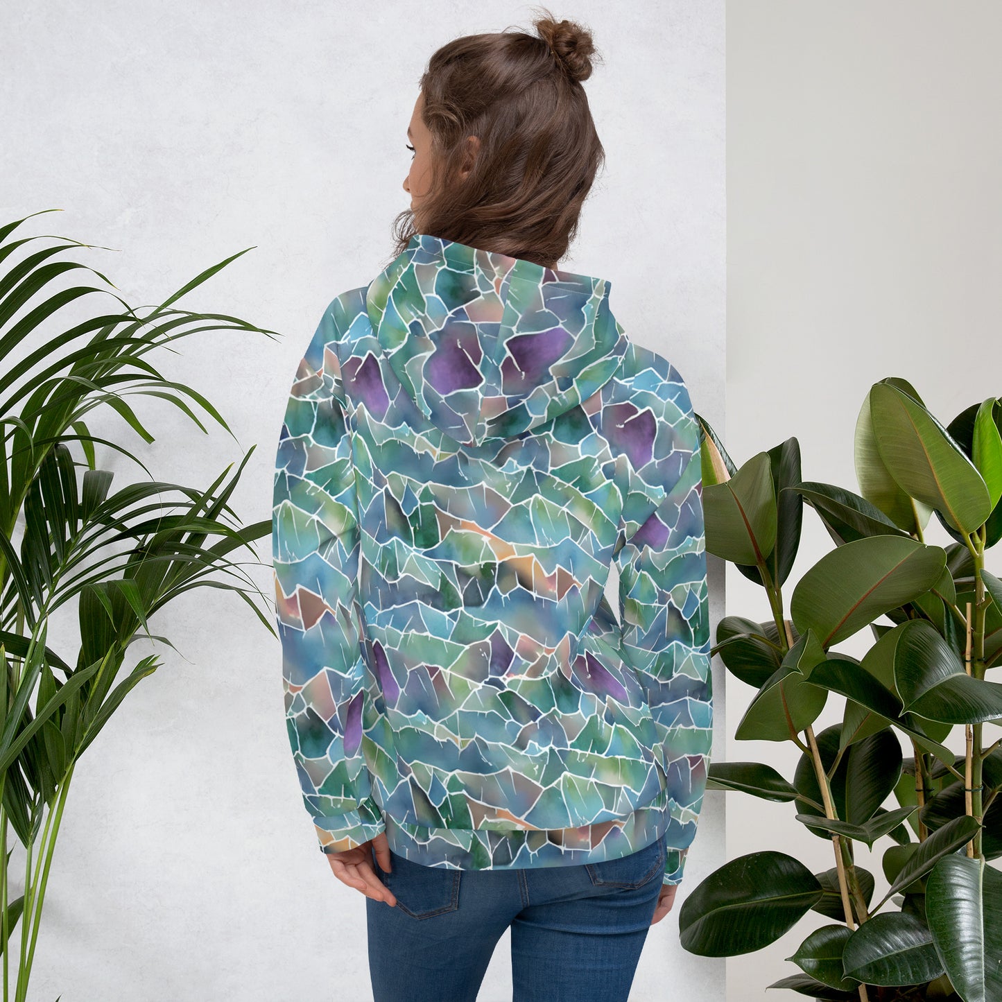 Stained Glass Mountains Beach Hoodie Cozy Sweatshirt