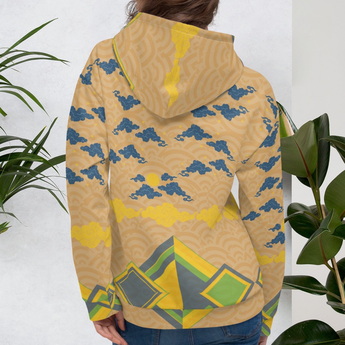 Japan Sky Reflective Mountains Mustard Beach Hoodie Cozy Sweatshirt