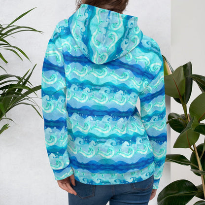 Aqua Storm Waves Beach Hoodie Cozy Sweatshirt