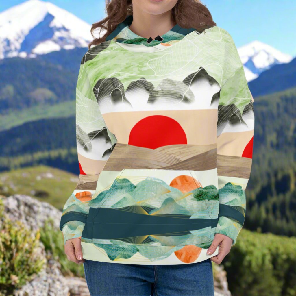 Red Sunset Mountains Beach Hoodie Cozy Sweatshirt