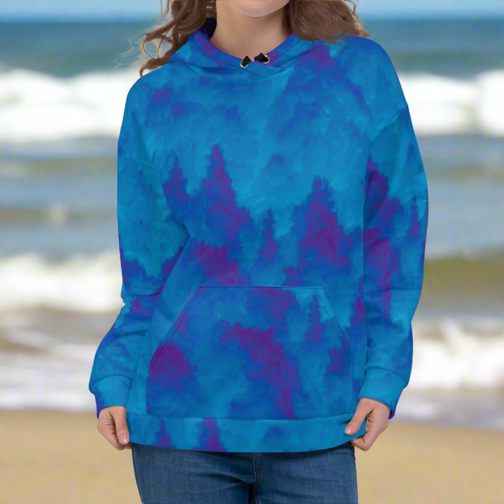 Camo Trees Royal Blue Beach Hoodie Cozy Sweatshirt