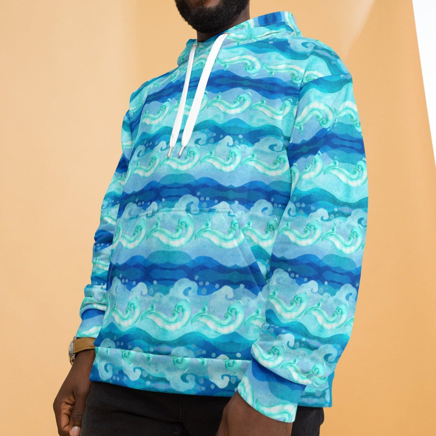 Aqua Storm Waves Beach Hoodie Cozy Sweatshirt