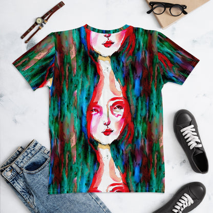 Red Goddess Under Water Watercolor Women's T-Shirt