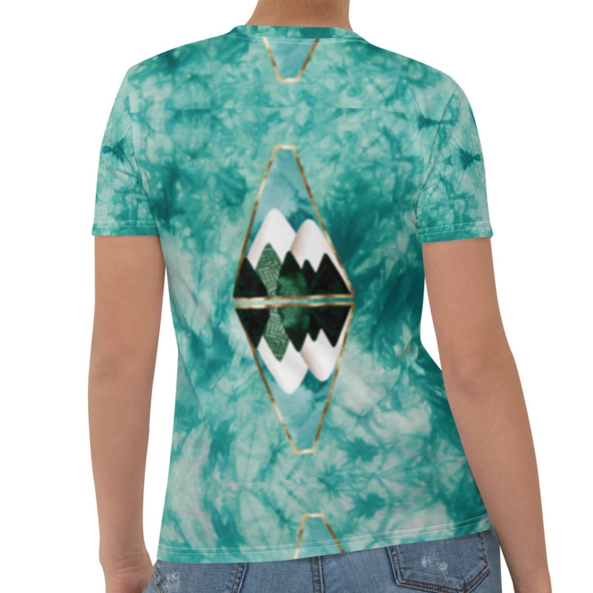 Teal Tie Dye Reflect Mountain Women's T-shirt