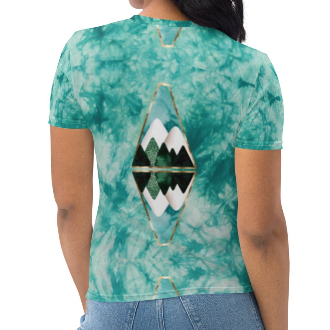 Teal Tie Dye Reflect Mountain Women's T-shirt