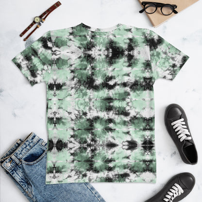 Black Green Leaf Tie Dye Women's T-Shirt