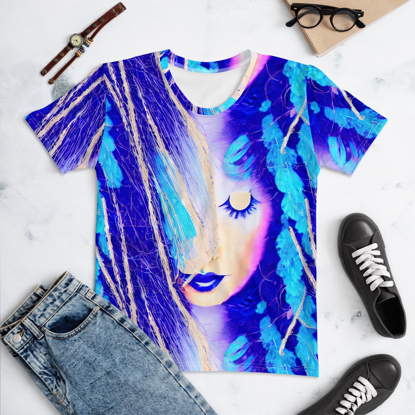 Blue Bohemian Goddess Women's T-shirt