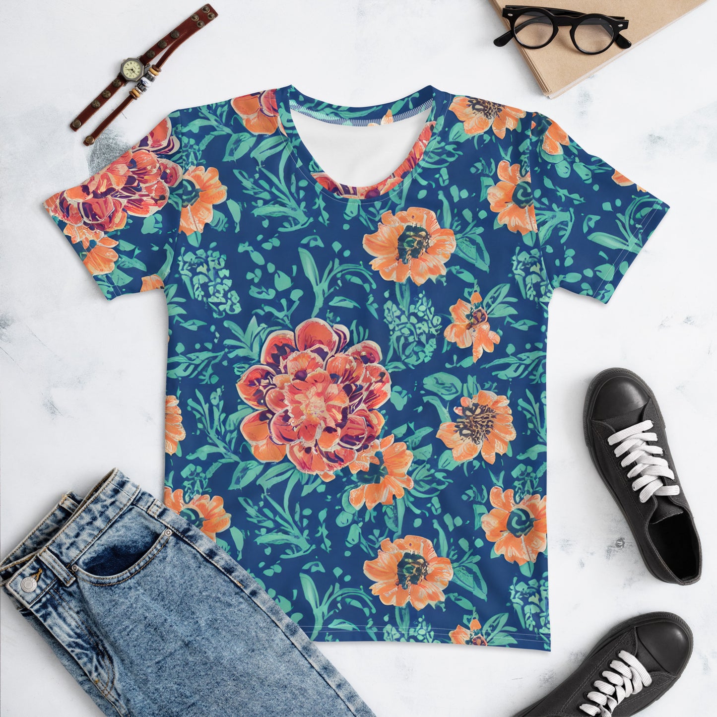 Garden Flowers Blue Women's T-shirt