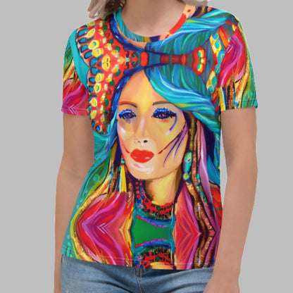 Blue Haired Rainbow Goddess Women's T-shirt