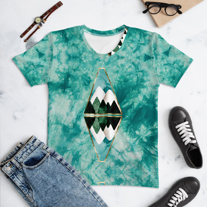 Teal Tie Dye Reflect Mountain Women's T-shirt