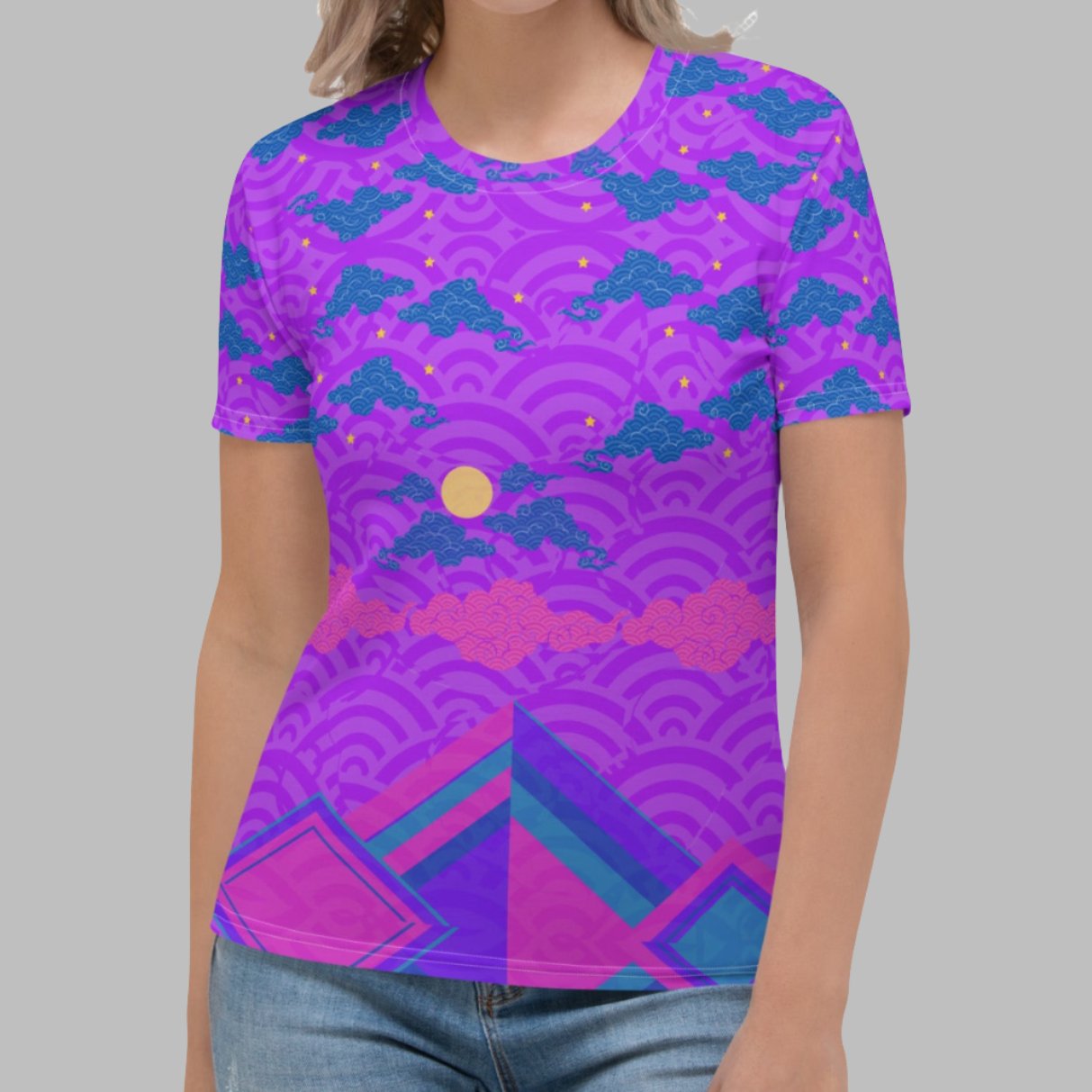 Japan Sky Reflective Mountains Purple Women's T-shirt