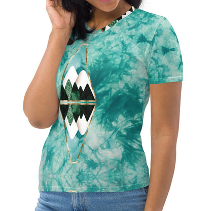 Teal Tie Dye Reflect Mountain Women's T-shirt