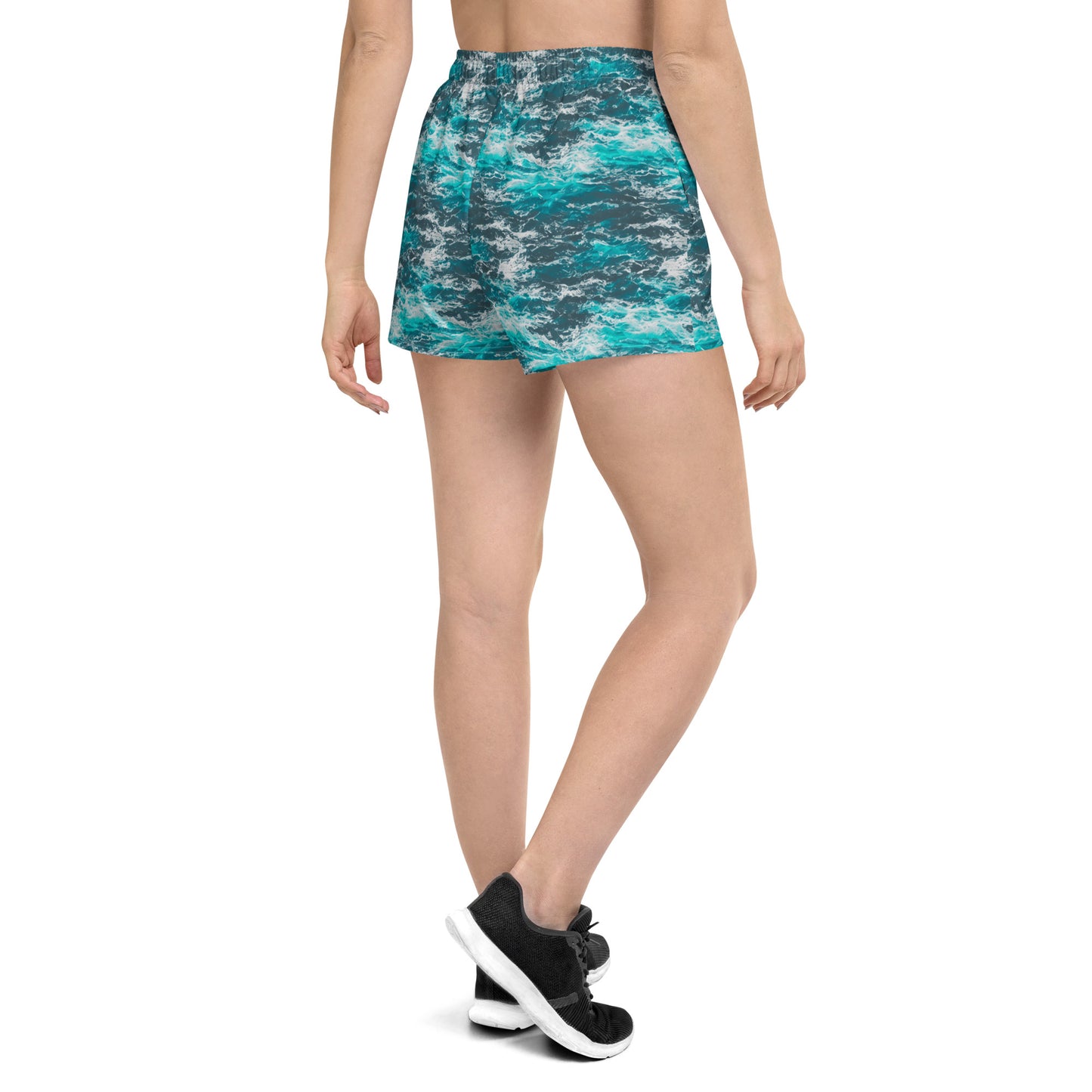 Teal Grey Waves Women’s Athletic Shorts