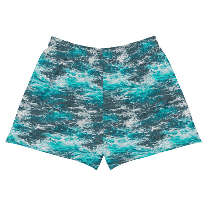 Teal Grey Waves Women’s Athletic Shorts