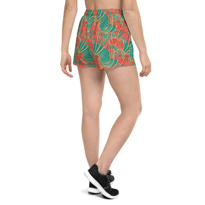 Tropical Plants Green Orange Women’s Athletic Shorts