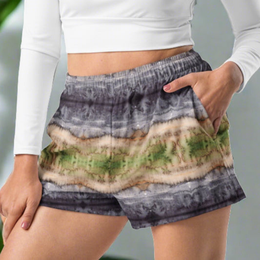 Green Moss Black Sand Women’s Athletic Shorts