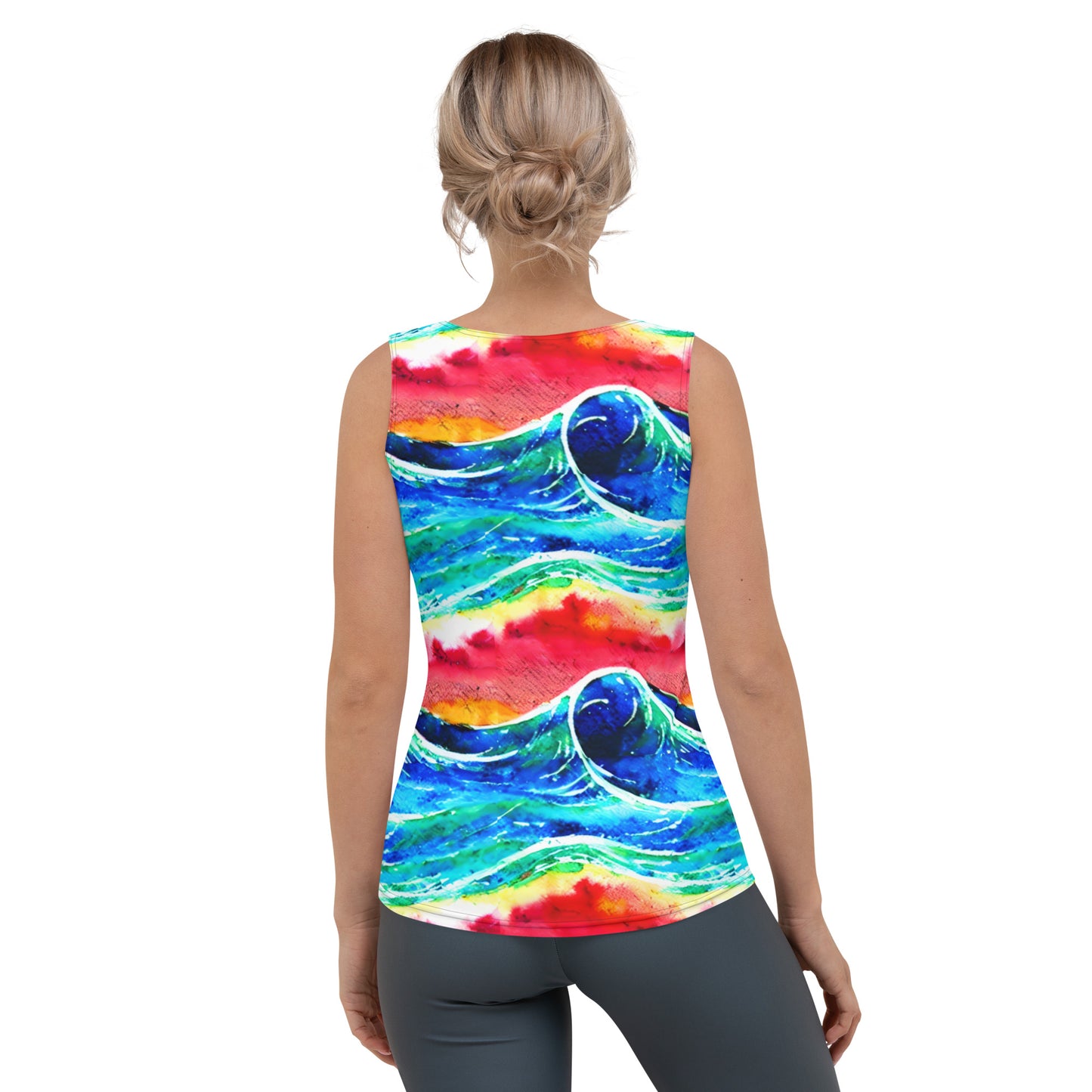 Rainbow Sunset Blue Waves Women's Tank Top