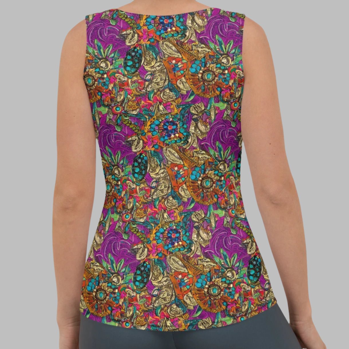 Boho Goddess's Purple Jewels Tank Top