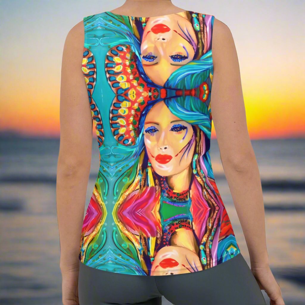 Blue Haired Rainbow Goddess Women's Tank Top