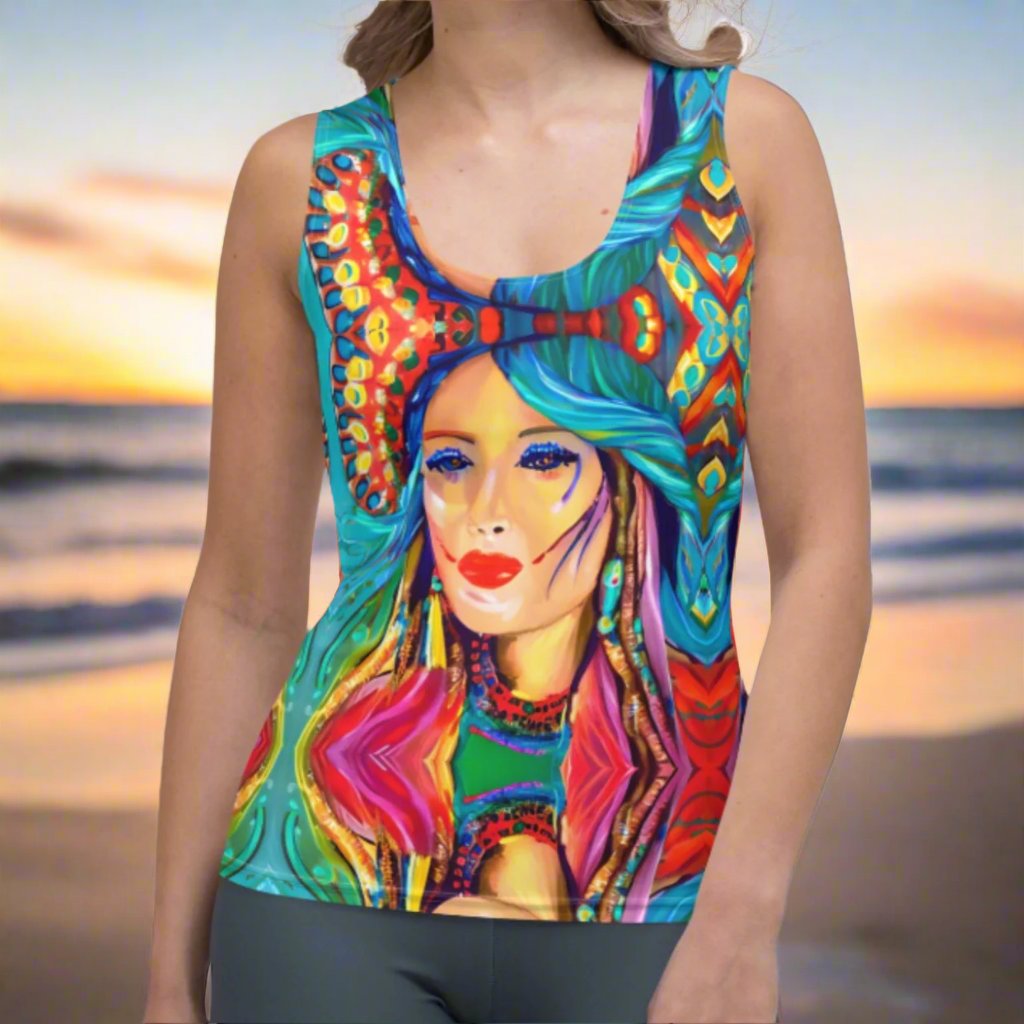 Blue Haired Rainbow Goddess Women's Tank Top