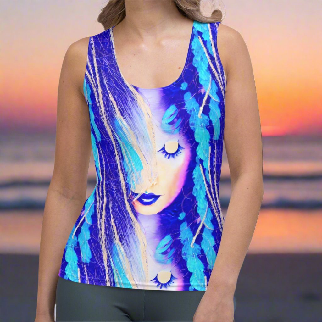 Blue Bohemian Goddess Women's Tank Top