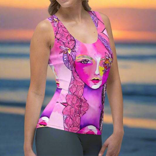 Pink Bohemian Goddess Women's Tank Top