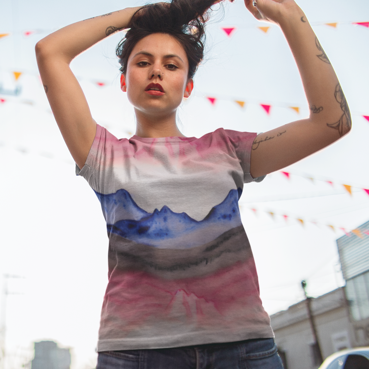 Mountain Reflections Pink Blue Women's T-shirt