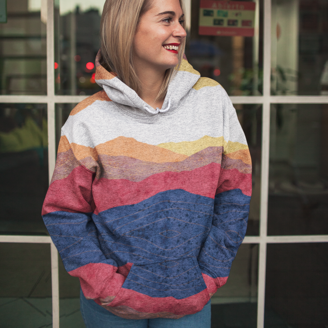 Sunset River Mountains Beach Hoodie Cozy Sweatshirt