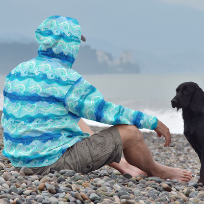 Aqua Storm Waves Beach Hoodie Cozy Sweatshirt