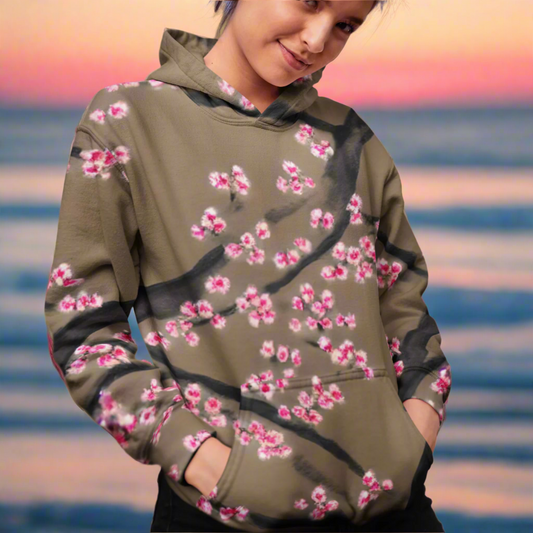 Cherry Blossoms Beach Hoodie Cozy Sweatshirt