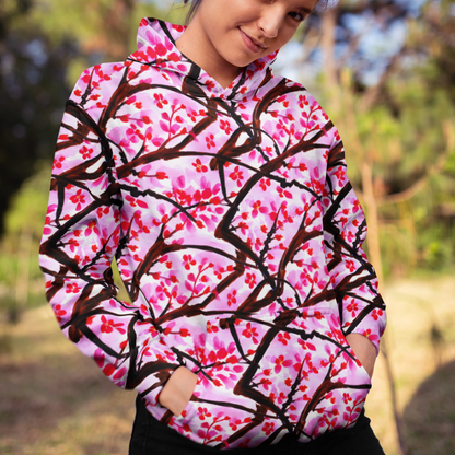 Pink Cherry Blossoms Beach Hoodie Cozy Sweatshirt