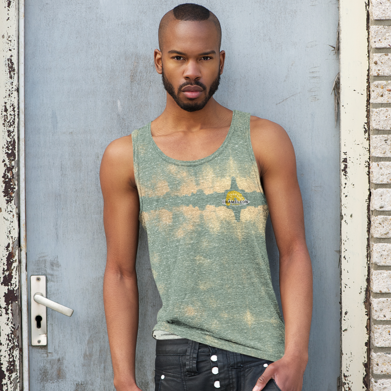 Yellow Chameleon Green Moss Men's Tank Top