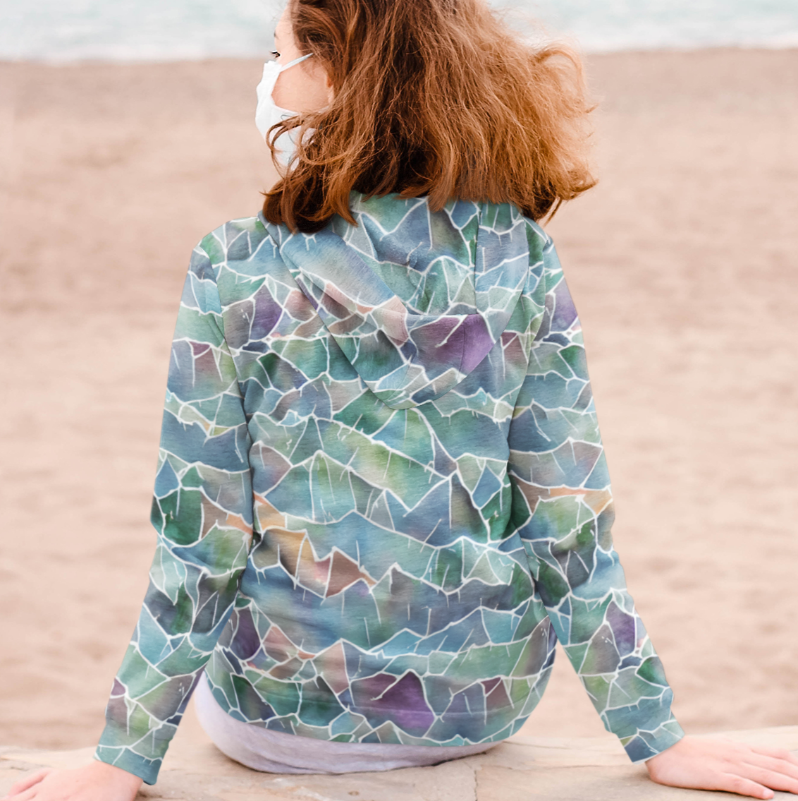 Stained Glass Mountains Beach Hoodie Cozy Sweatshirt