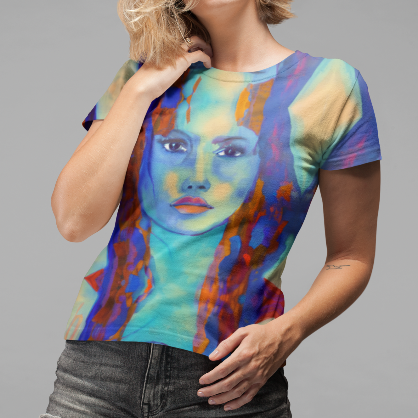 Brianna Goddess Aqua Blue Women's T-shirt