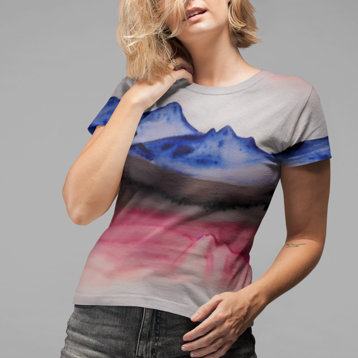 Mountain Reflections Pink Blue Women's T-shirt