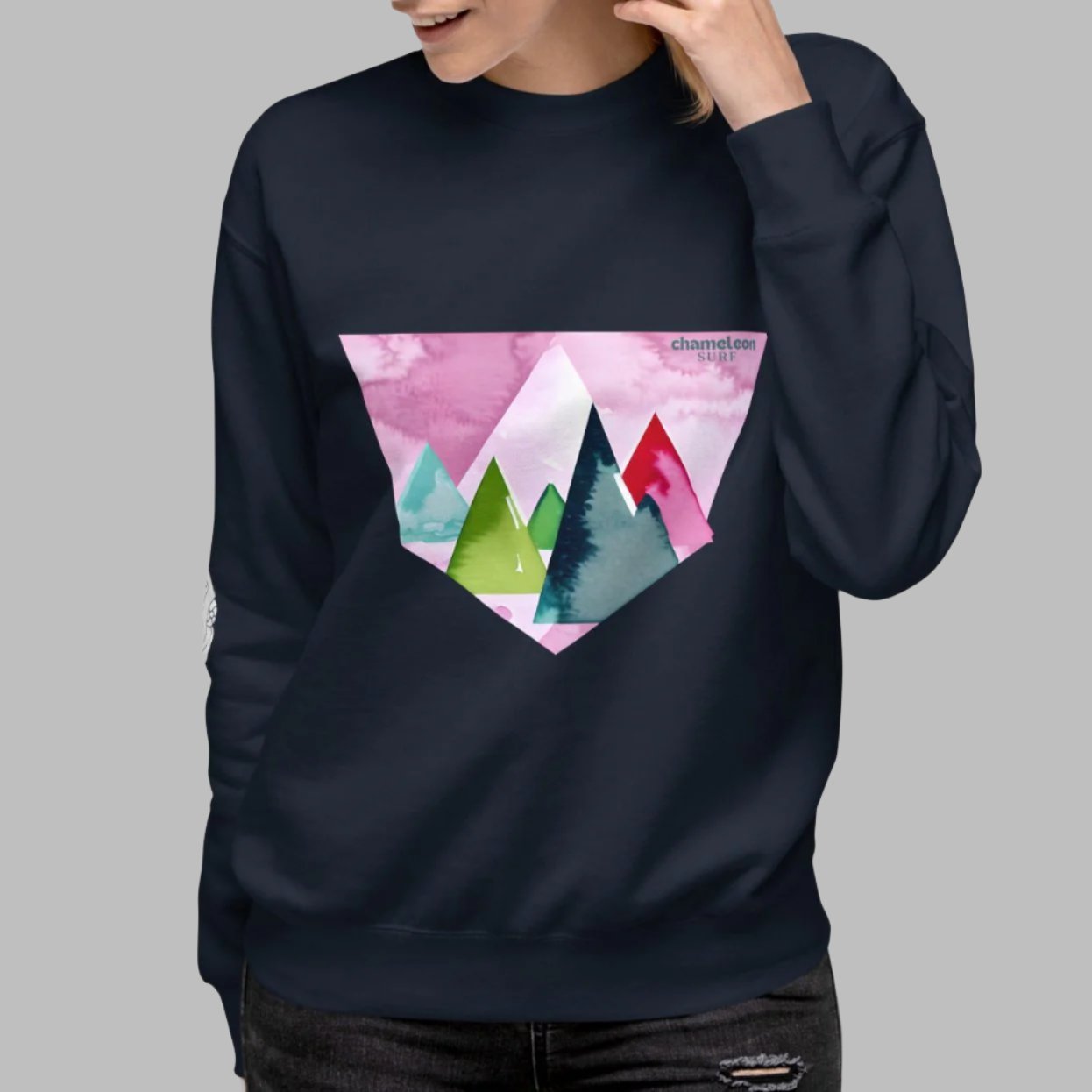 Pink Sunset Mountains Women's Premium Sweatshirt