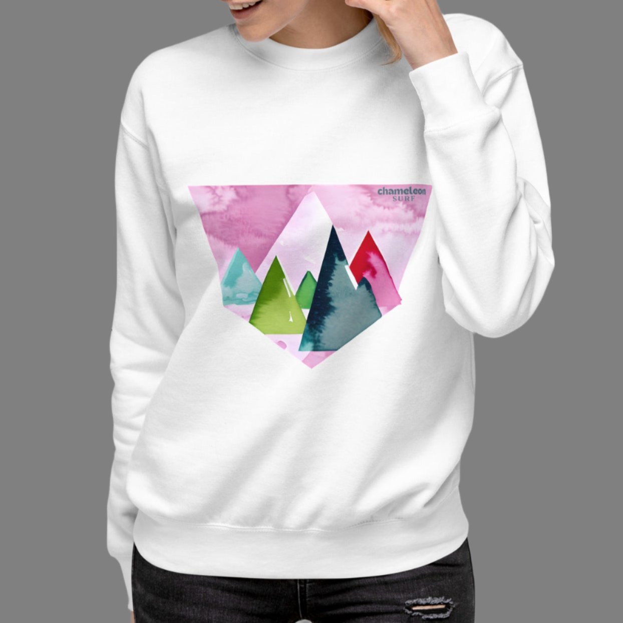 Pink Sunset Mountains Women's Premium Sweatshirt