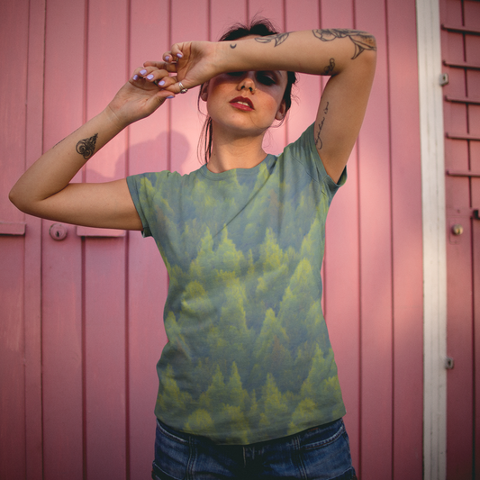 Green Grey Camo Trees Women's T-shirt