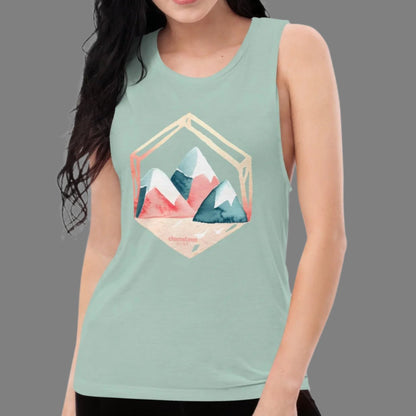 Pink Blue Snow Topped Women's Muscle Tank Top