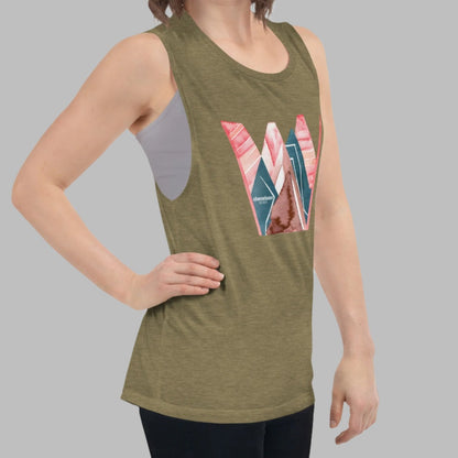 Blue Mountains Pink Sky Women's Muscle Tank Top