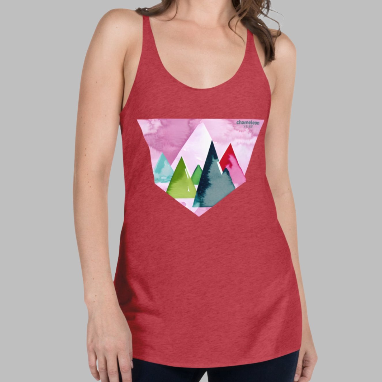 Pink Sunset Mountains Women's Racerback Tank